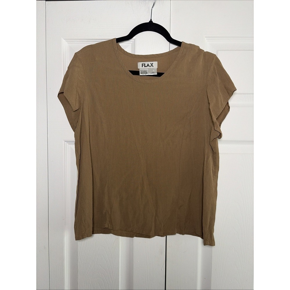 Flax I Am Legendary Top Womens‎ Medium M Tan Brown Lagenlook Blouse Earthy